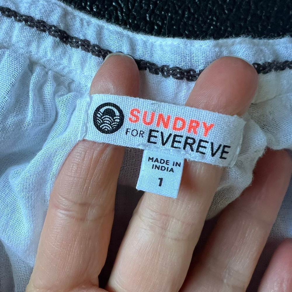 Sundry for Evereve Black White Striped Tiered Cotton Gauze Dress S Beach Resort - Picture 5 of 9